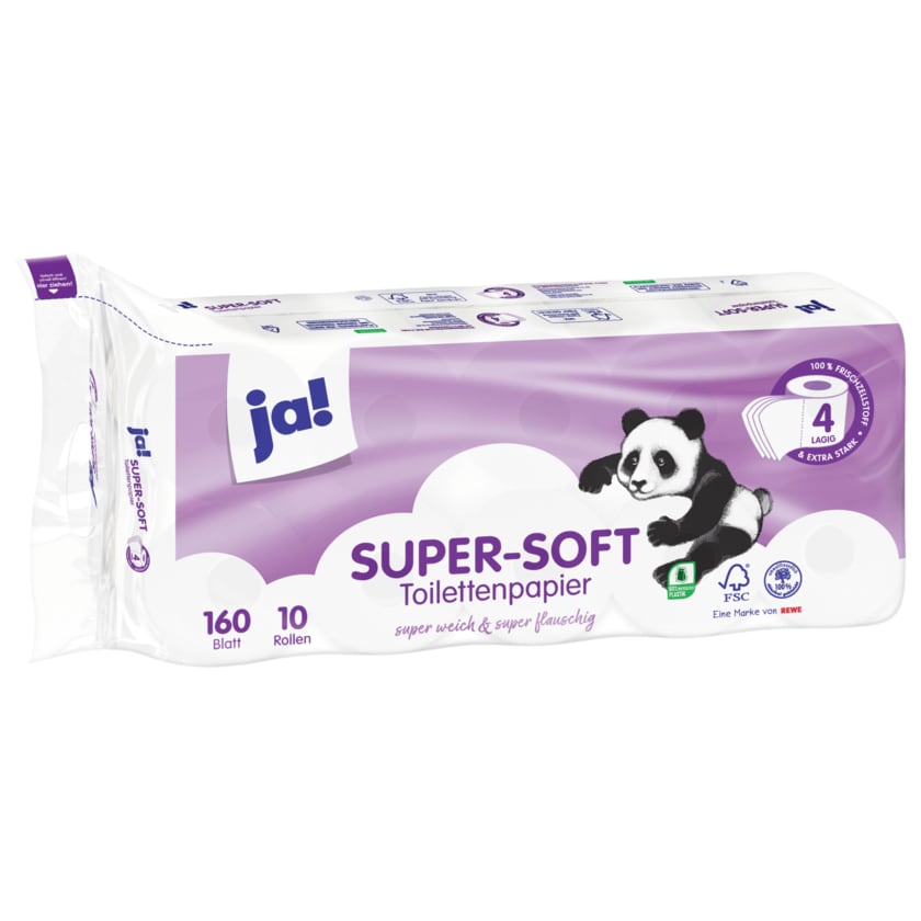 ja! Super-Soft Toilettenpapier 4-lagig 10x160 Blatt